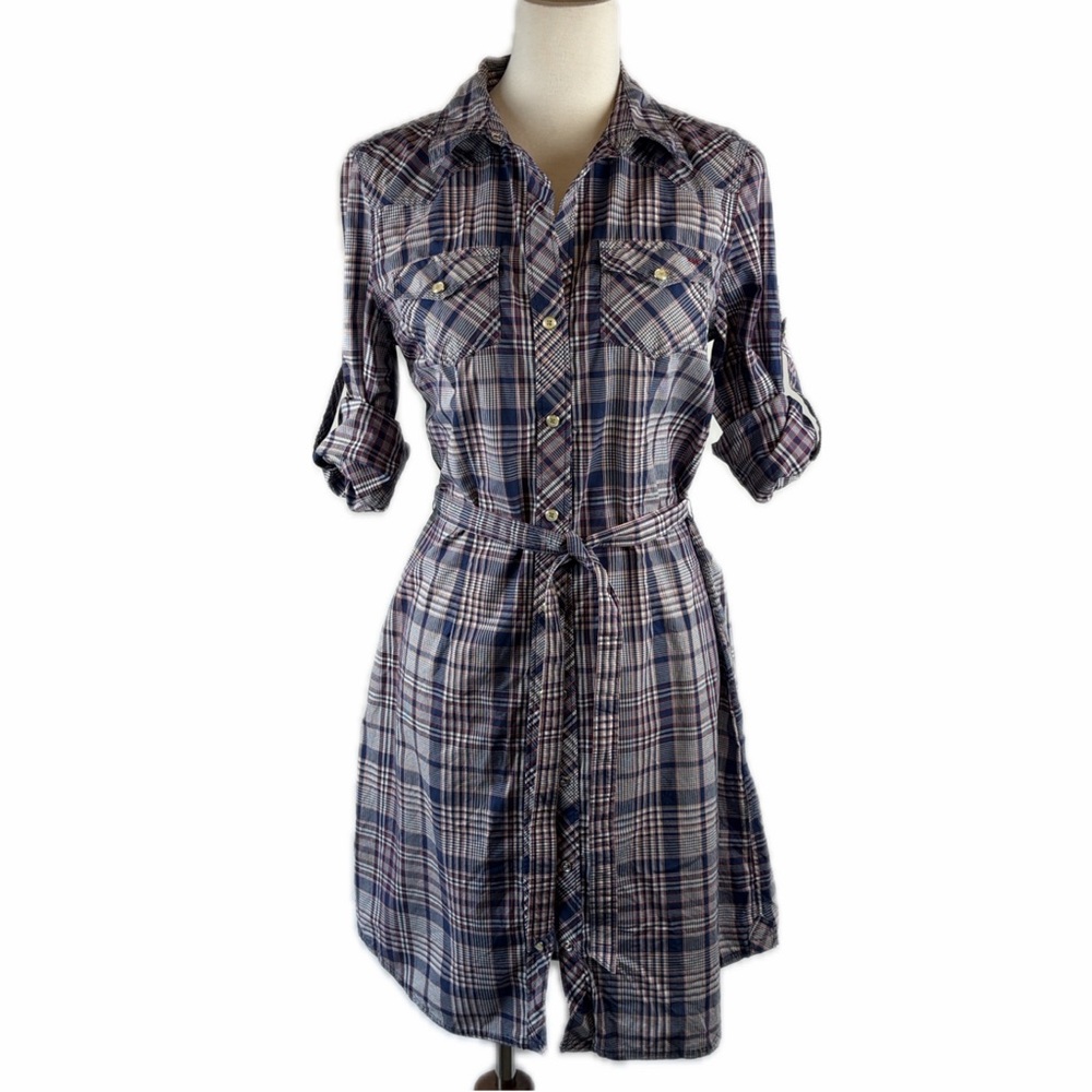 Tommy Hilfiger Plaid Shirt Dress Size S Western Cowgirl Preppy Picnic Classic